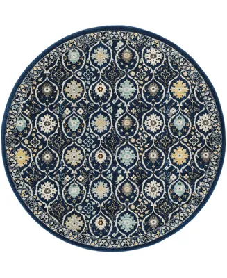 Safavieh Evoke EVK210 Royal and Ivory 6'7" x 6'7" Round Area Rug