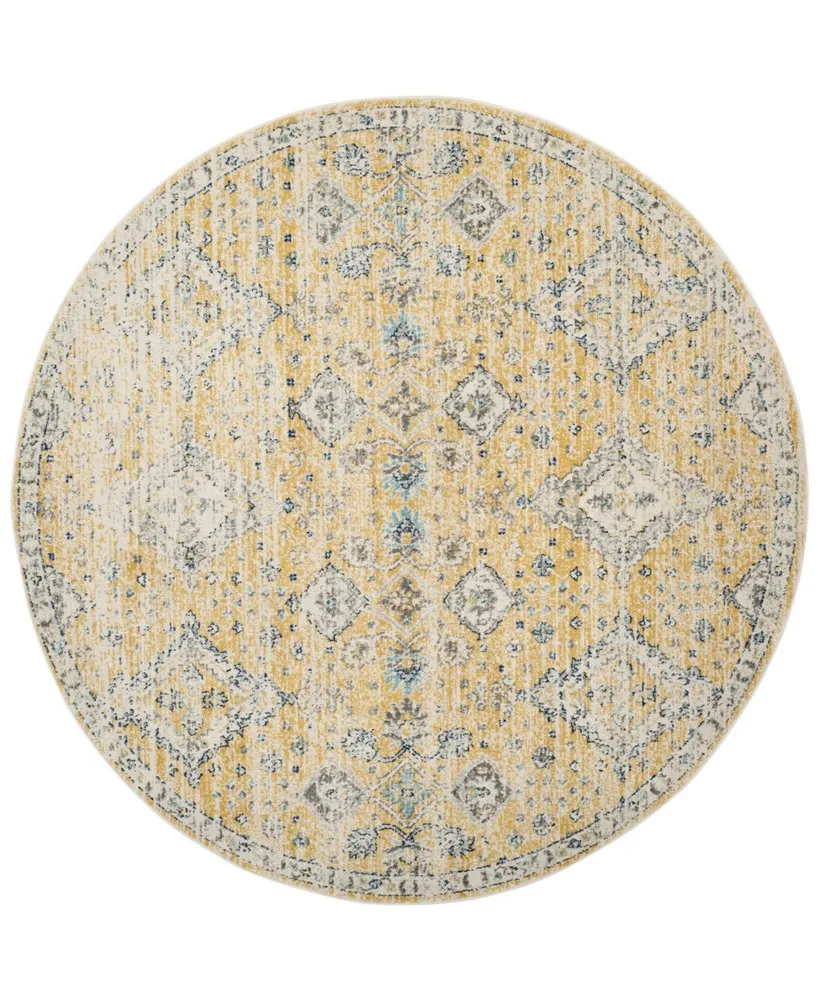 Safavieh Evoke EVK210 Ivory and Blue 6'7 x 6'7 Round Area Rug