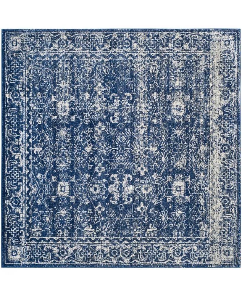 Safavieh Evoke EVK270 Navy and Ivory 6'7" x 6'7" Square Area Rug