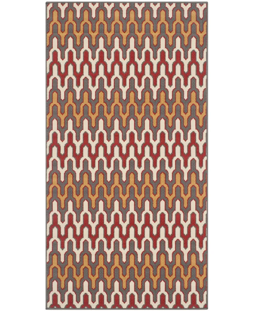 Safavieh Hampton HAM518 Dark Gray and Rust 2'7" x 5' Outdoor Area Rug