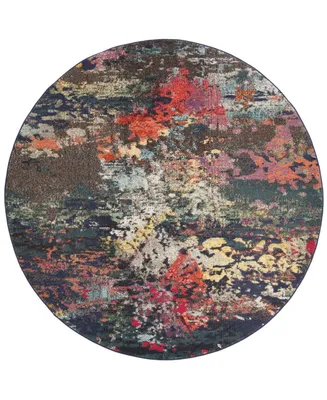 Safavieh Monaco MNC260 Brown and Teal 6'7" x 6'7" Round Area Rug