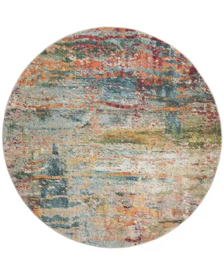 Safavieh Monaco MNC262 Teal and Orange 6'7" x 6'7" Round Area Rug