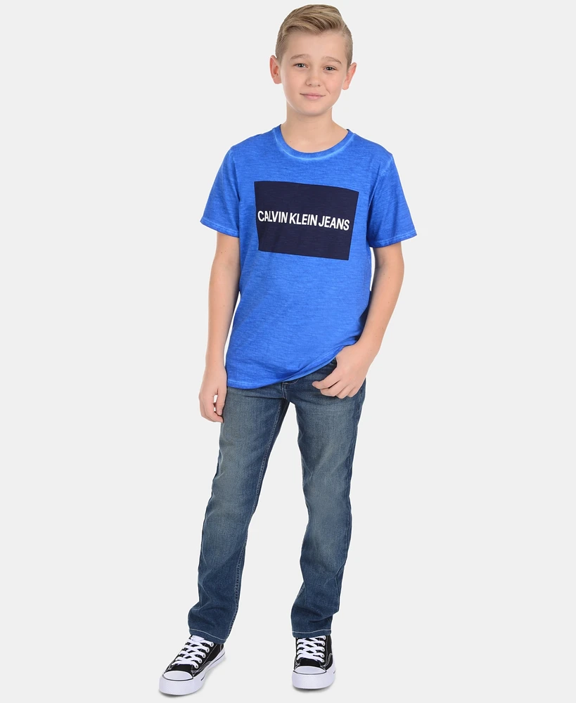 Calvin Klein Big Boys color-blocked Logo-Print Cotton T-Shirt