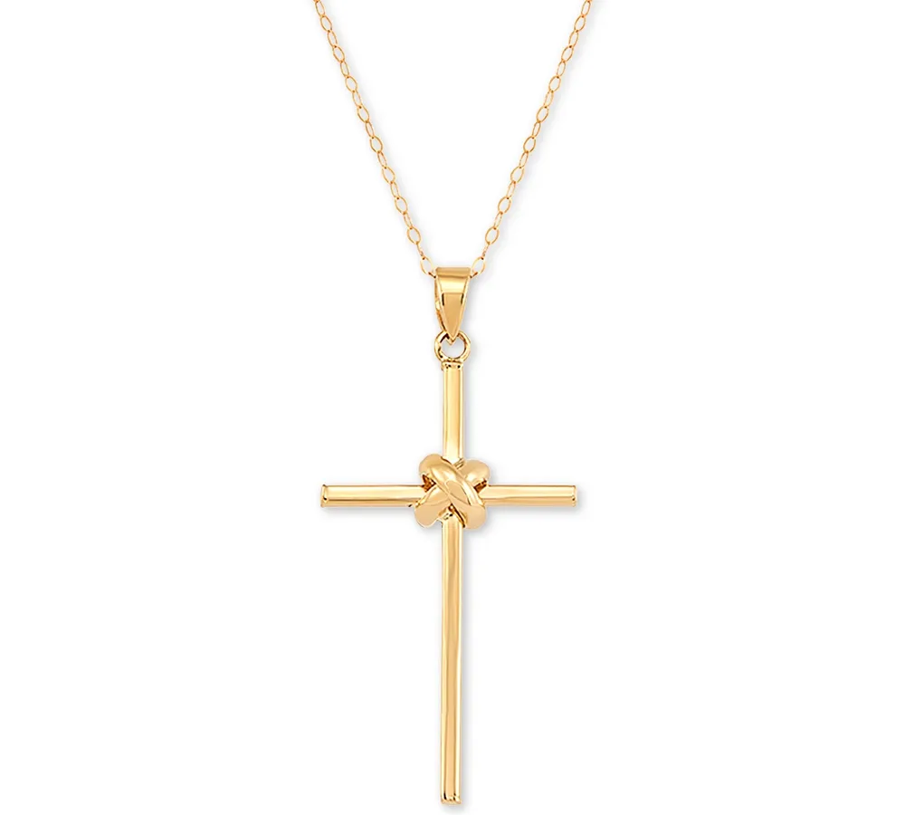 Polished Cross 18" Pendant Necklace in 14k Gold