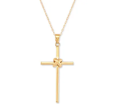 Polished Cross 18" Pendant Necklace in 14k Gold