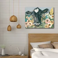 Courtside Market Cow in The Flower Garden Gallery-Wrapped Canvas Wall Art - 18" x 24"