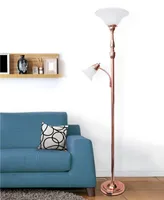 Elegant Designs 2 Light Mother Daughter Floor Lamp with White Marble Glass