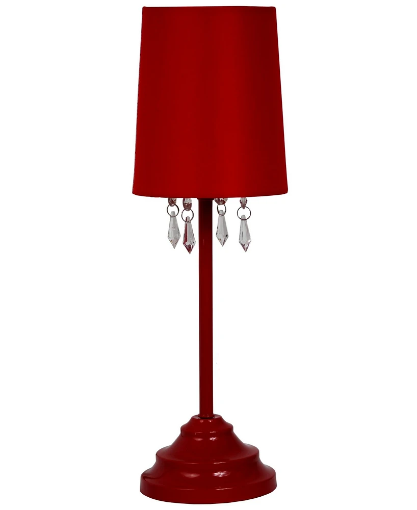 Simple Designs Table Lamp with Fabric Shade and Hanging Acrylic Beads