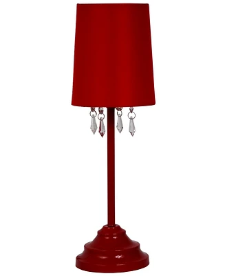 Simple Designs Table Lamp with Fabric Shade and Hanging Acrylic Beads