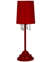Simple Designs Table Lamp with Fabric Shade and Hanging Acrylic Beads