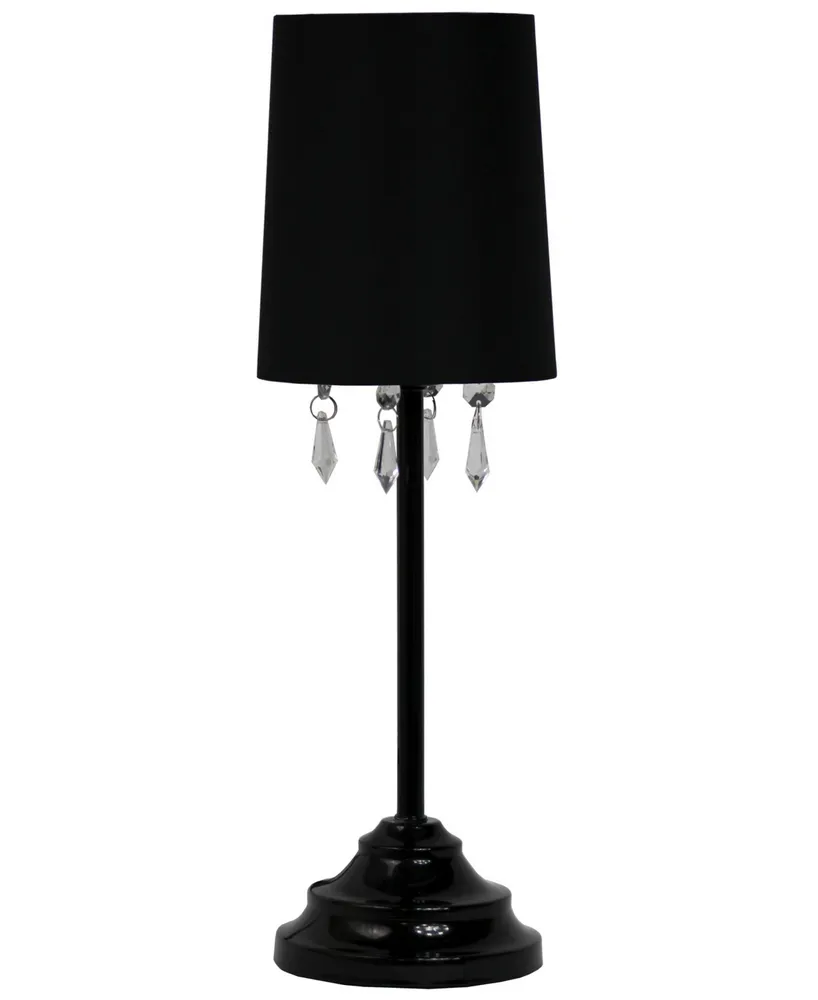 Simple Designs Table Lamp with Fabric Shade and Hanging Acrylic Beads