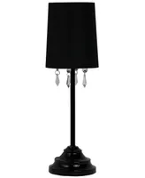 Simple Designs Table Lamp with Fabric Shade and Hanging Acrylic Beads