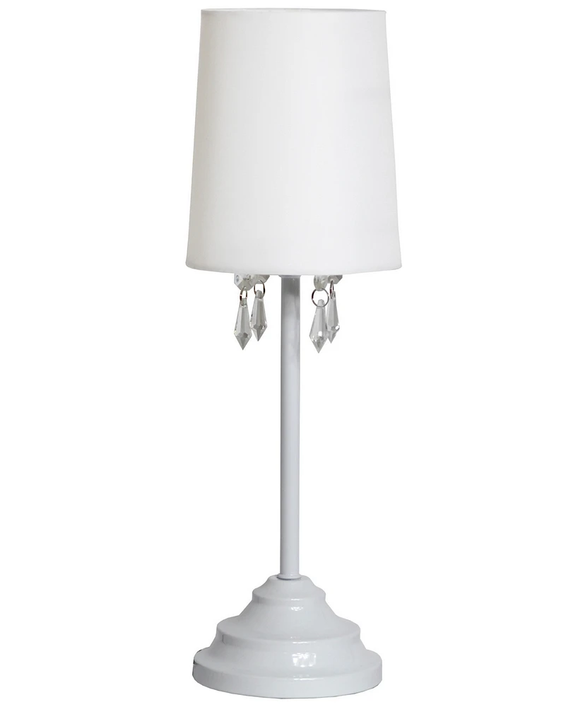 Simple Designs Table Lamp with Fabric Shade and Hanging Acrylic Beads