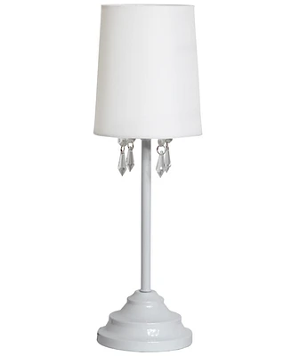 Simple Designs Table Lamp with Fabric Shade and Hanging Acrylic Beads
