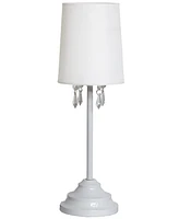 Simple Designs Table Lamp with Fabric Shade and Hanging Acrylic Beads