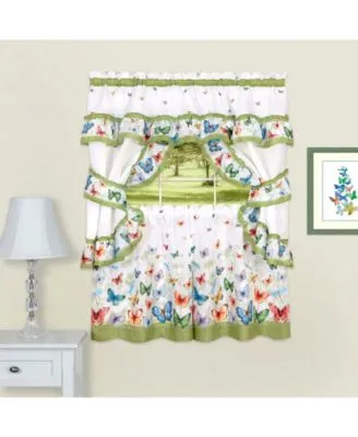 Achim Butterflies Printed Cottage Window Curtain Sets