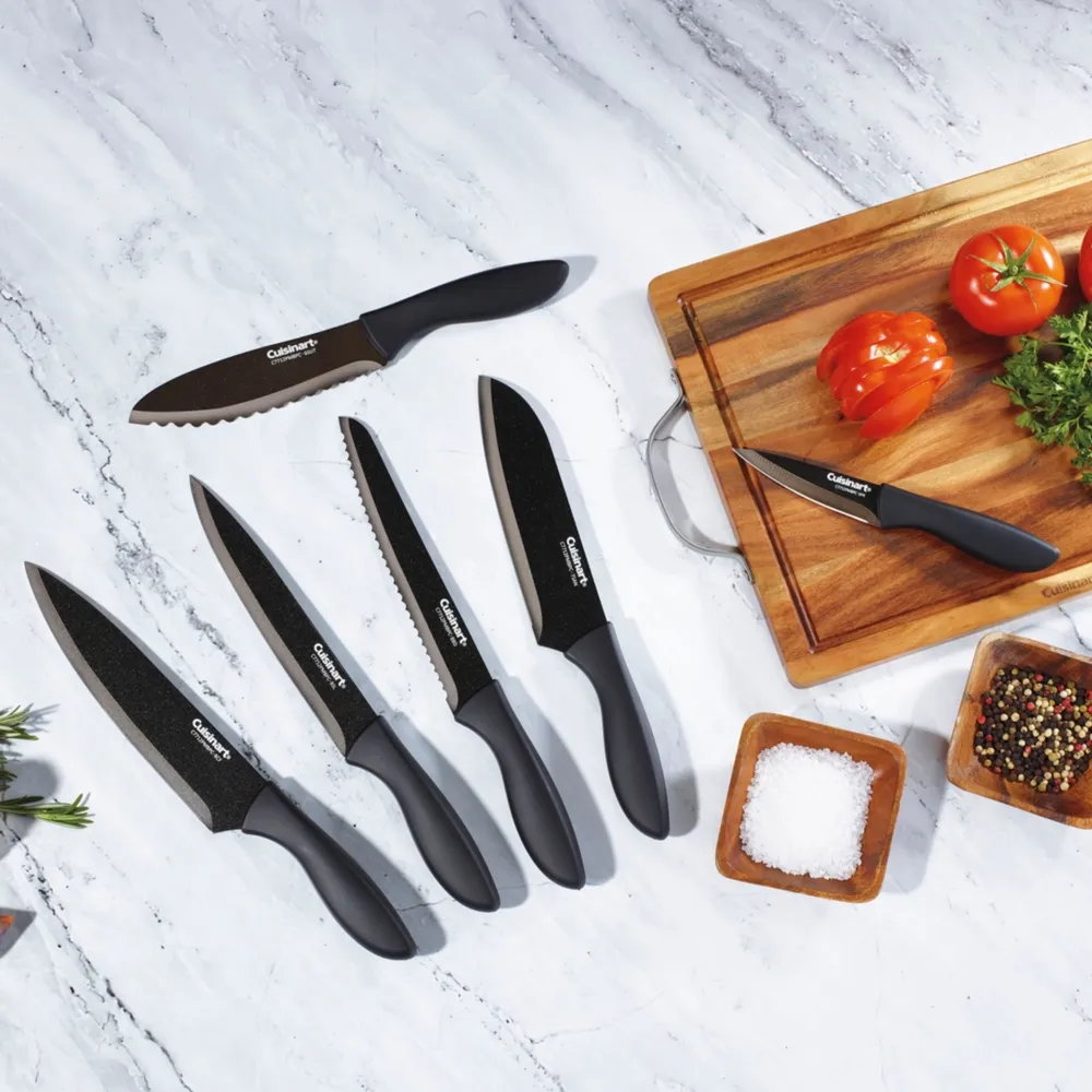 Cuisinart 10-pc. Black Cutlery Set with Stainless Steel End Caps & Blade Guards