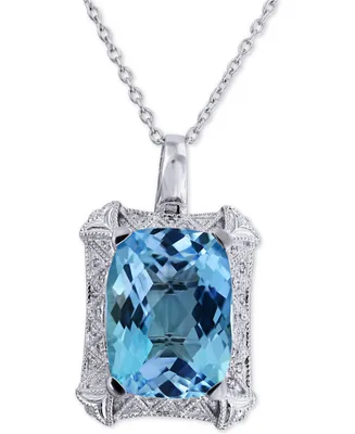 Blue Topaz(25 ct. t.w.) & Diamond(1/10 ct t.w.) Pendant Necklace in Sterling Silver