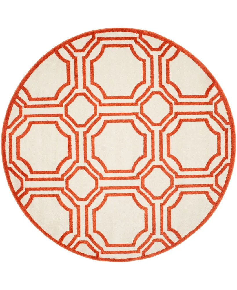 Safavieh Amherst AMT411 Ivory and Orange 5' x 5' Round Area Rug