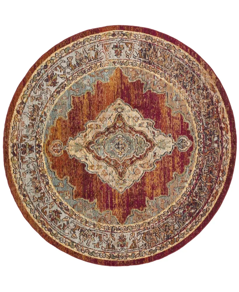 Safavieh Crystal CRS500 Orange and Light Blue 5' x 5' Round Area Rug