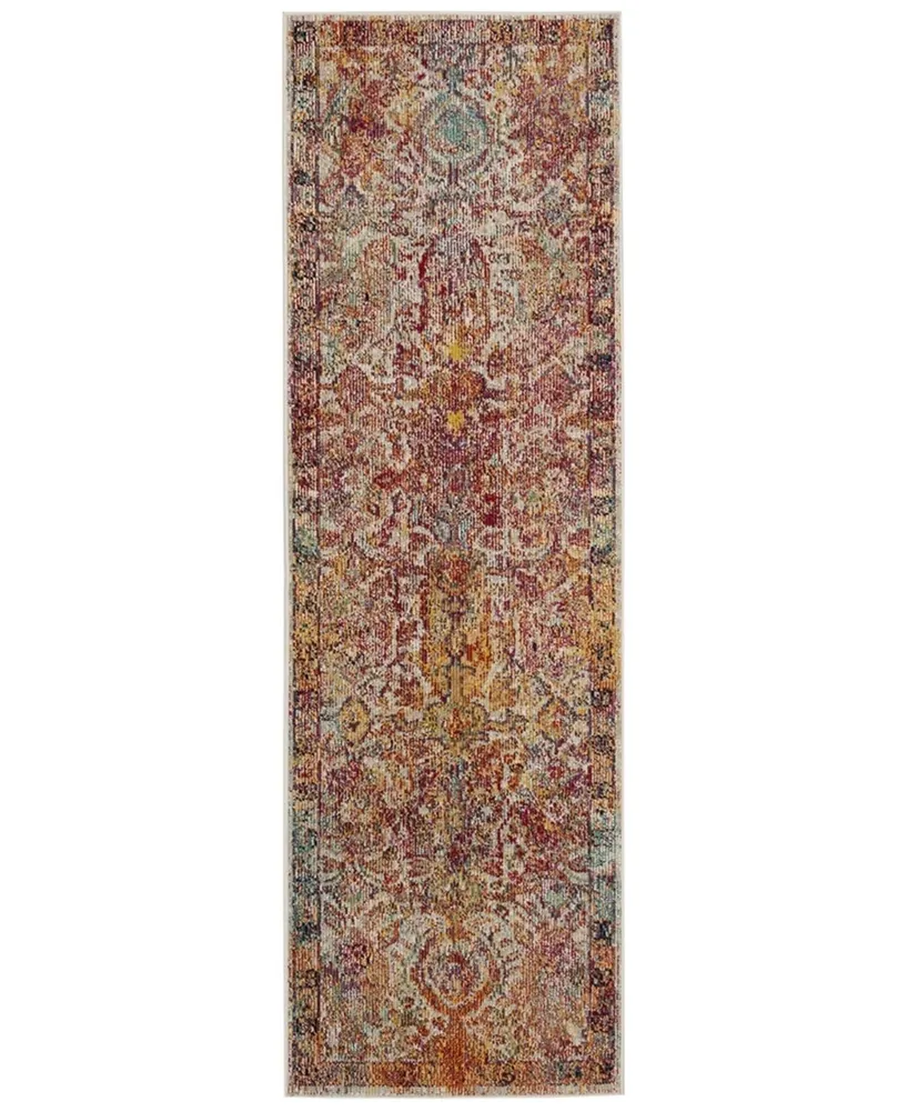 Safavieh Crystal CRS505 Light Blue and Orange 2'2" x 9' Runner Area Rug