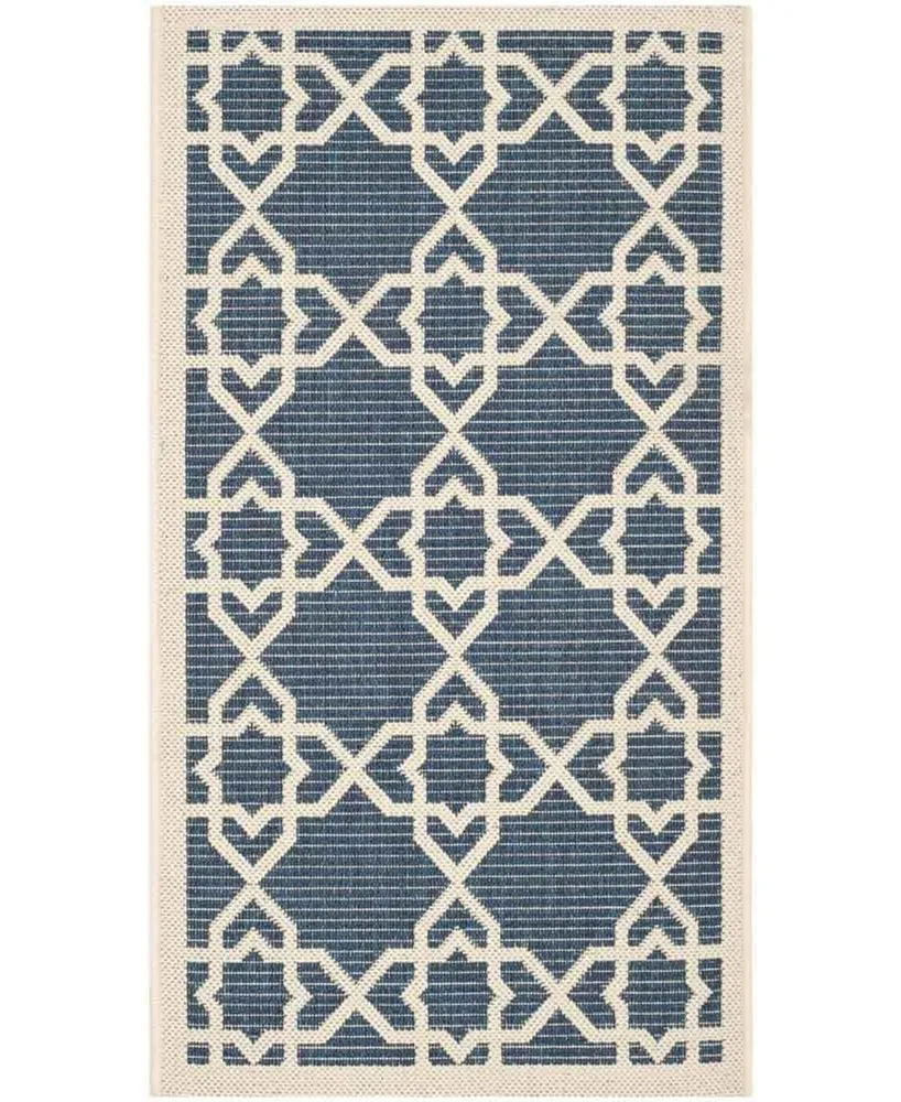 Safavieh Courtyard CY6032 Navy and Beige 2'7" x 5' Sisal Weave Outdoor Area Rug