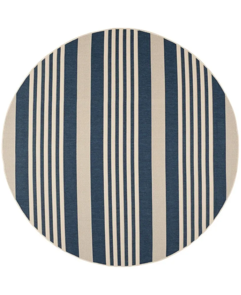 Safavieh Courtyard CY6062 Navy and Beige 5'3" x 5'3" Sisal Weave Round Outdoor Area Rug