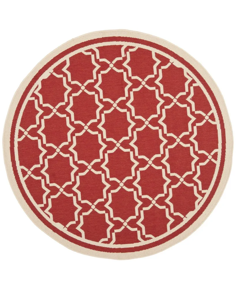 Safavieh Courtyard CY6916 Red and Bone 6'7" x 6'7" Round Outdoor Area Rug