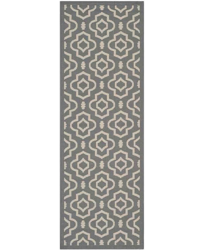 Safavieh Courtyard CY6926 Anthracite and Beige 2'3" x 10' Sisal Weave Runner Outdoor Area Rug