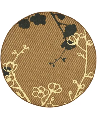 Safavieh Courtyard CY4038 Brown Natural and Black 6'7" x 6'7" Round Outdoor Area Rug