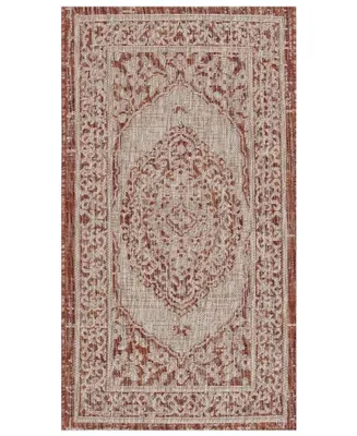 Safavieh Courtyard CY8751 Light Beige and Terracotta 2'7" x 5' Sisal Weave Outdoor Area Rug