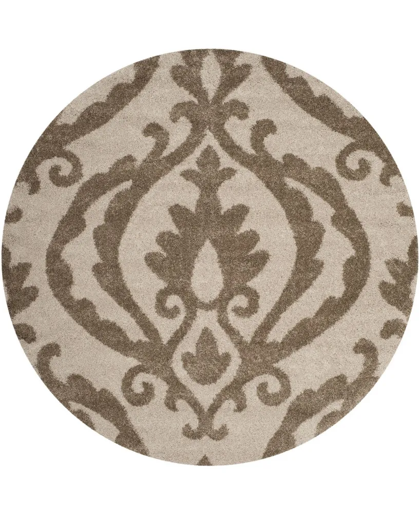 Safavieh Florida Shag SG469 Cream and Beige 6'7" x 6'7" Round Area Rug