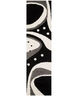 Safavieh Florida Shag SG473 Black and Ivory 2'3" x 8' Runner Area Rug