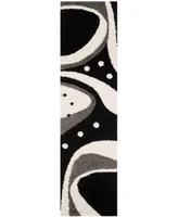 Safavieh Florida Shag SG473 Black and Ivory 2'3" x 8' Runner Area Rug