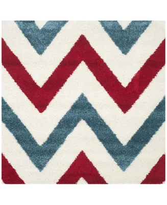 Safavieh Shag Kids SGK564 Ivory and Red 6'7" x 6'7" Square Area Rug