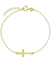 East West Cross Ankle Bracelet Sterling Silver