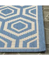 Safavieh Courtyard MSR1125 Blue and Beige 4' x 5'7" Outdoor Area Rug