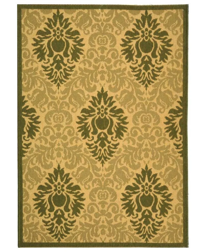 Safavieh Courtyard CY2714 Natural and Olive 6'7" x 6'7" Sisal Weave Round Outdoor Area Rug