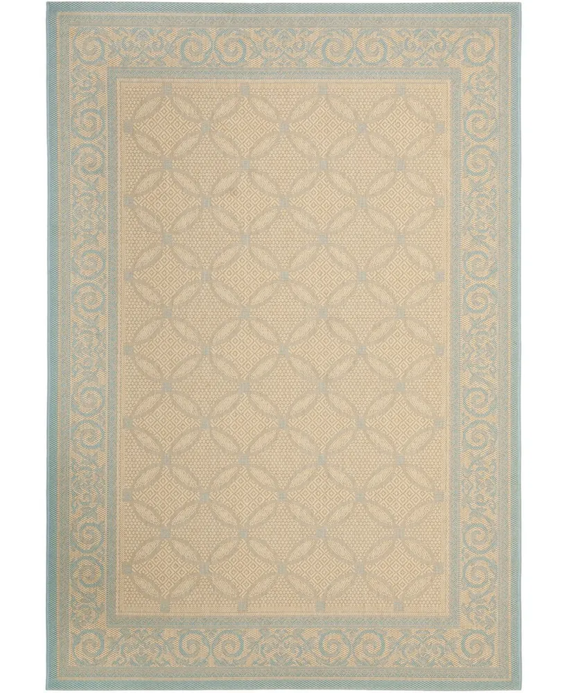 Safavieh Courtyard CY6107 Cream and Aqua 4' x 5'7" Sisal Weave Outdoor Area Rug