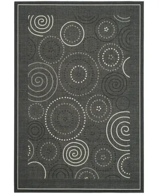 Safavieh Courtyard CY1906 Black and Sand 6'7" x 6'7" Round Outdoor Area Rug