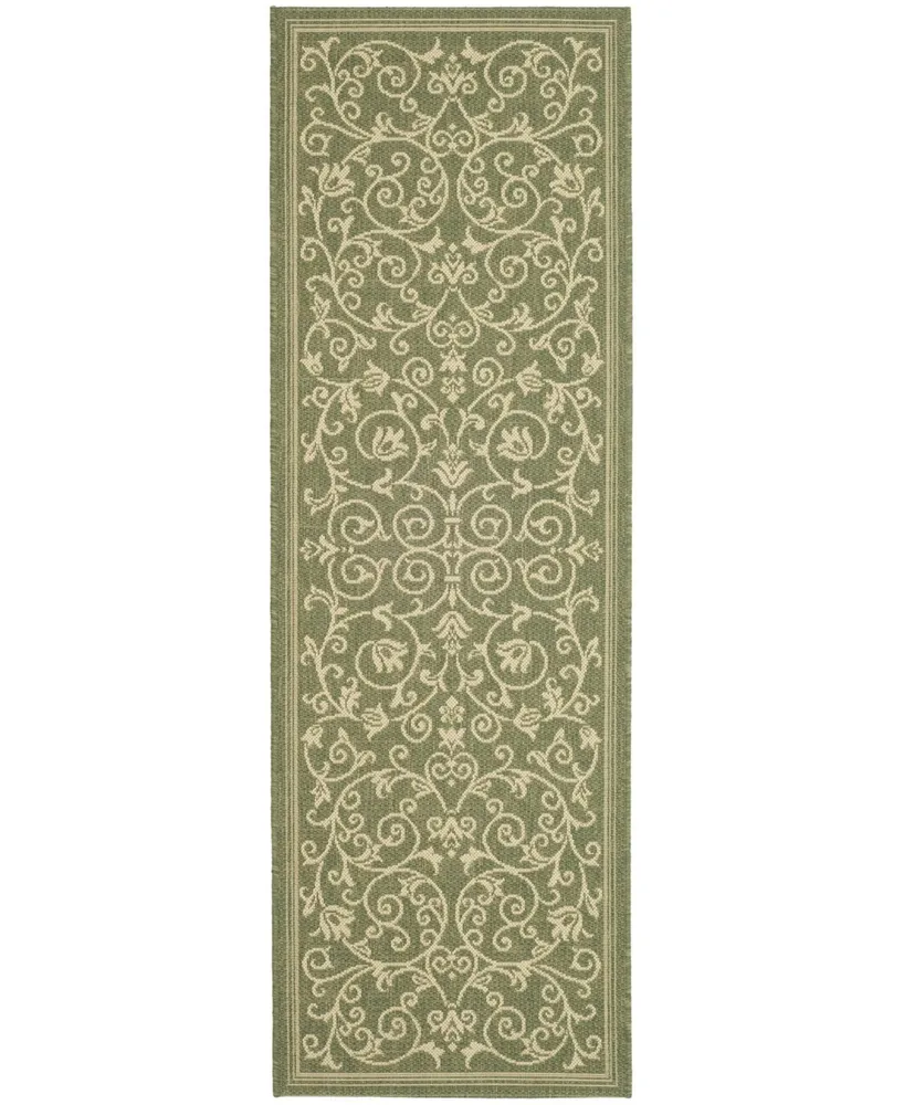 Safavieh Courtyard CY2098 Olive and Natural 2'3" x 12' Runner Outdoor Area Rug