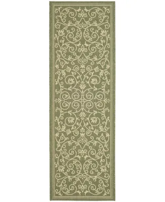 Safavieh Courtyard CY2098 Olive and Natural 2'3" x 12' Runner Outdoor Area Rug