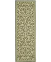 Safavieh Courtyard CY2098 Olive and Natural 2'3" x 12' Runner Outdoor Area Rug