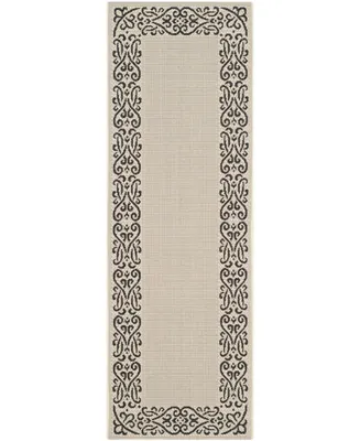 Safavieh Courtyard CY1588 Sand and Black 2'3" x 10' Runner Outdoor Area Rug