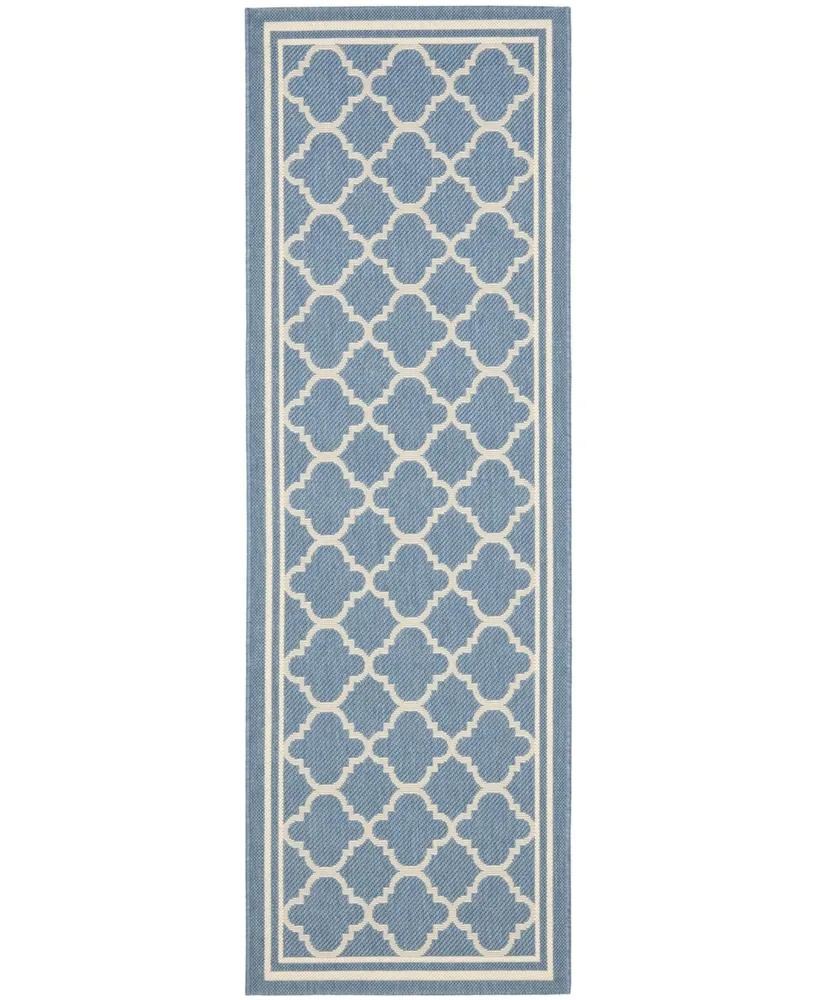 Safavieh Courtyard CY6918 Blue and Beige 2'3" x 16' Sisal Weave Runner Outdoor Area Rug