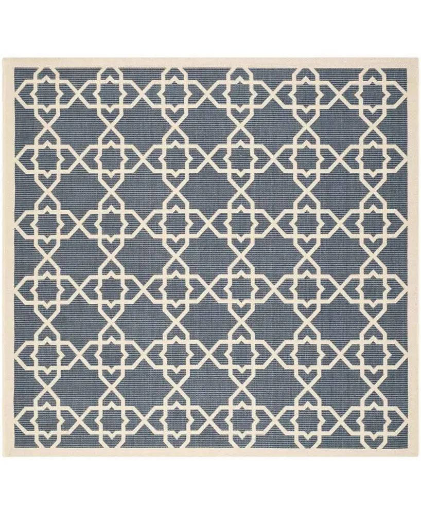 Safavieh Courtyard CY6032 Navy and Beige 4' x 4' Sisal Weave Square Outdoor Area Rug