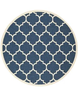 Safavieh Courtyard CY6914 Navy and Beige 4' x 4' Sisal Weave Round Outdoor Area Rug