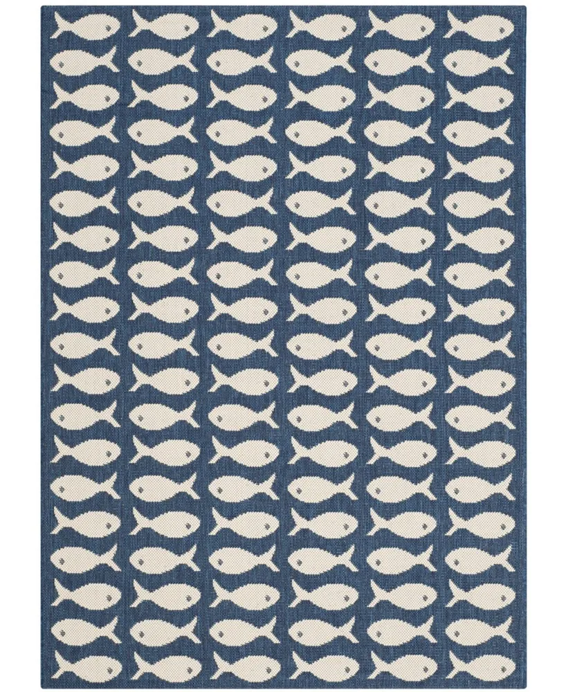 Safavieh Courtyard CY6013 Navy and Beige 5'3" x 7'7" Sisal Weave Outdoor Area Rug