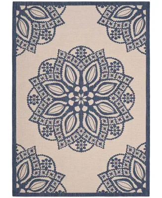 Safavieh Courtyard CY6139 Beige and Navy 2'4" x 12' Sisal Weave Runner Outdoor Area Rug