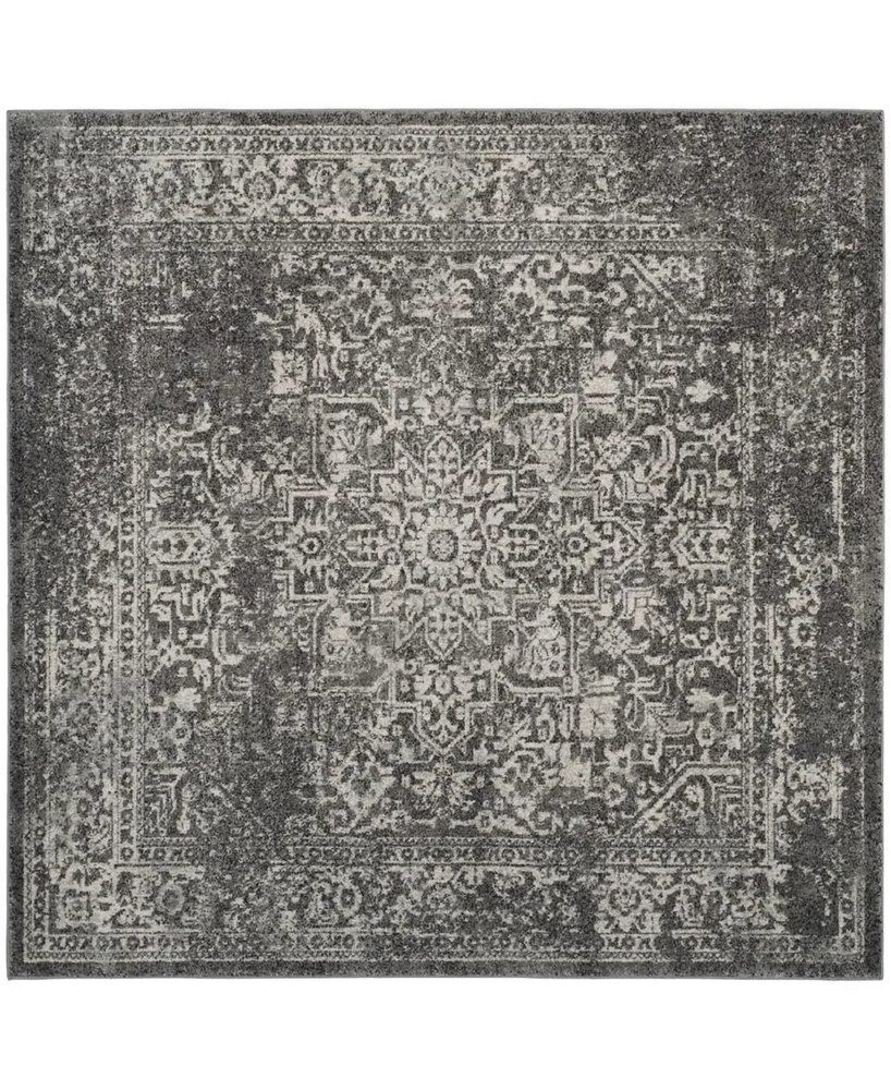 Safavieh Evoke EVK256 Gray and Ivory 5'1" x 5'1" Square Area Rug